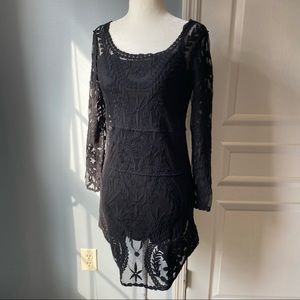 Express Black Lacy Little Black Dress